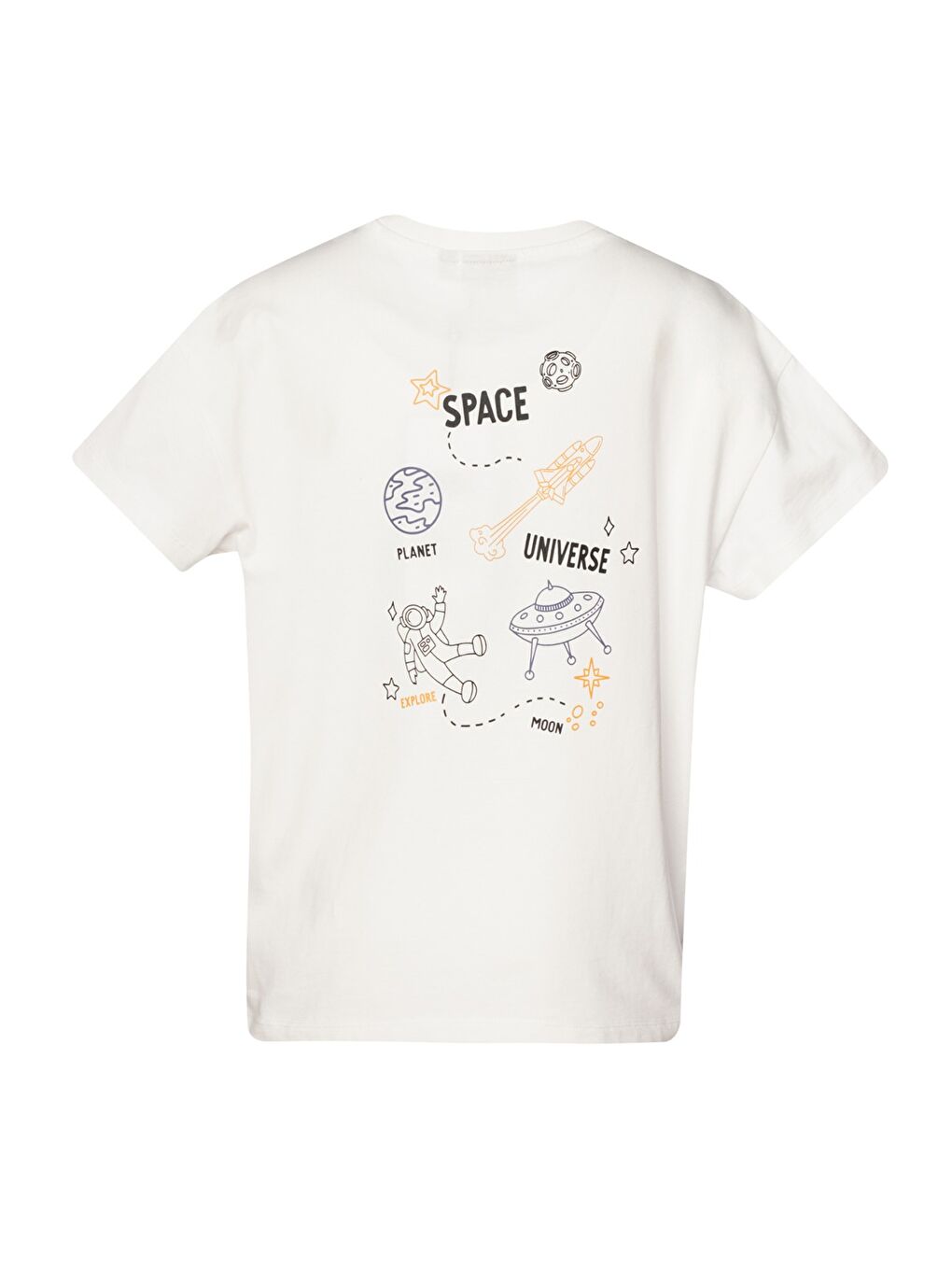 Peter Oversize Erkek Çocuk Beyaz Yuvarlak Yaka Tişört-2