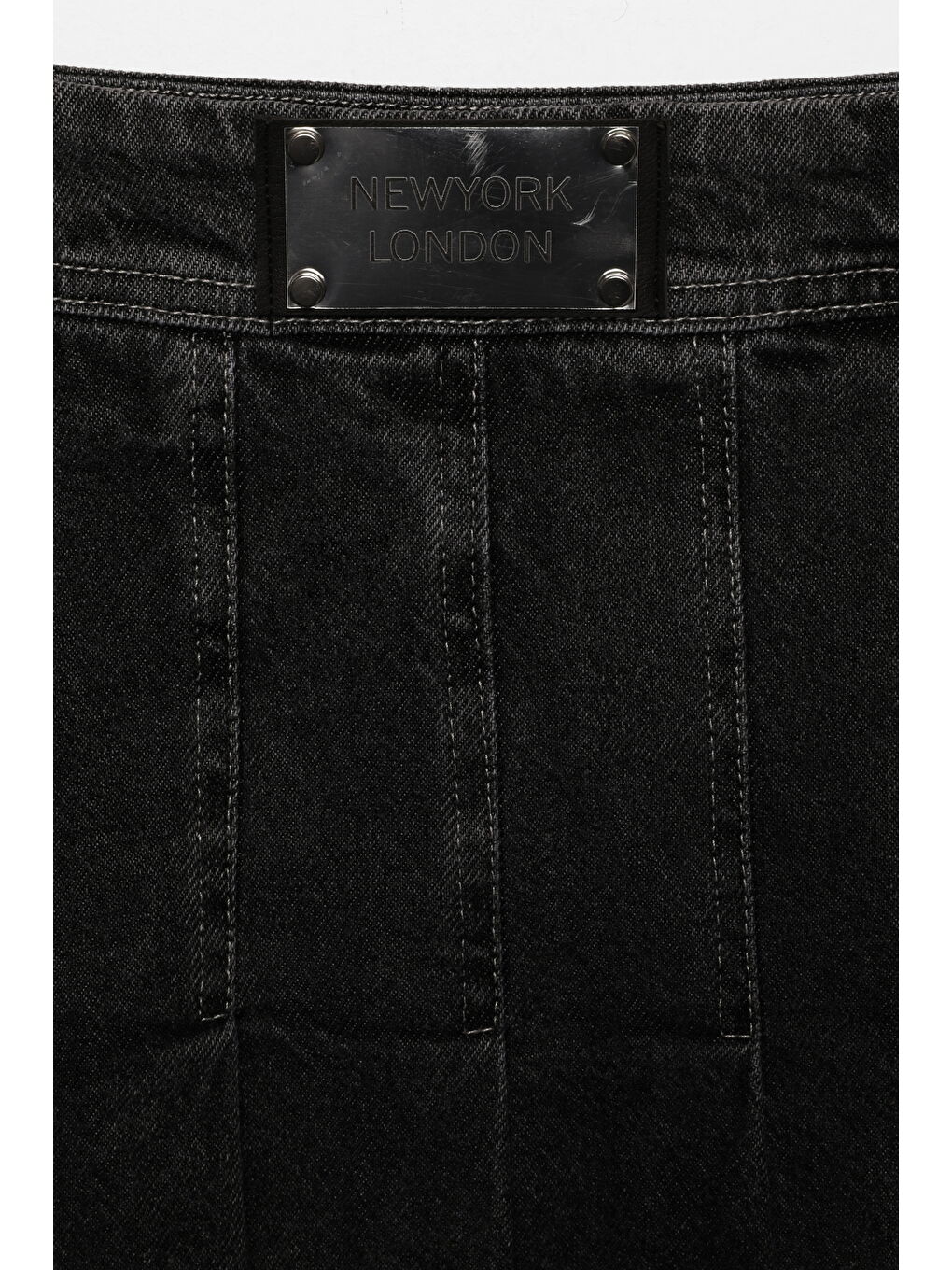 Beli Etiketli Pileli Jean Etek Antrasit-2