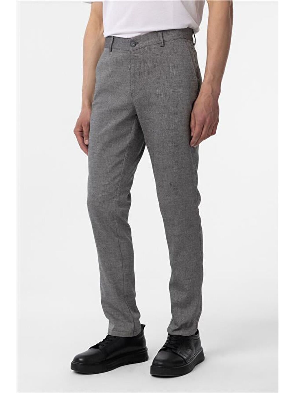 Siyah Regular Armürlü Pantolon-2