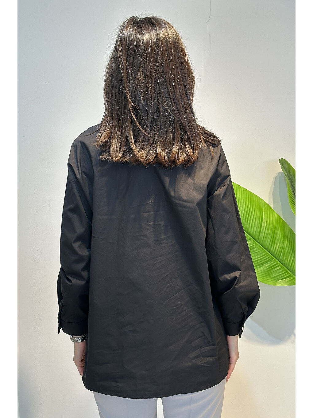 Sol Tarafı Askı Detaylı Paper Touch Gömlek 153 Siyah-3