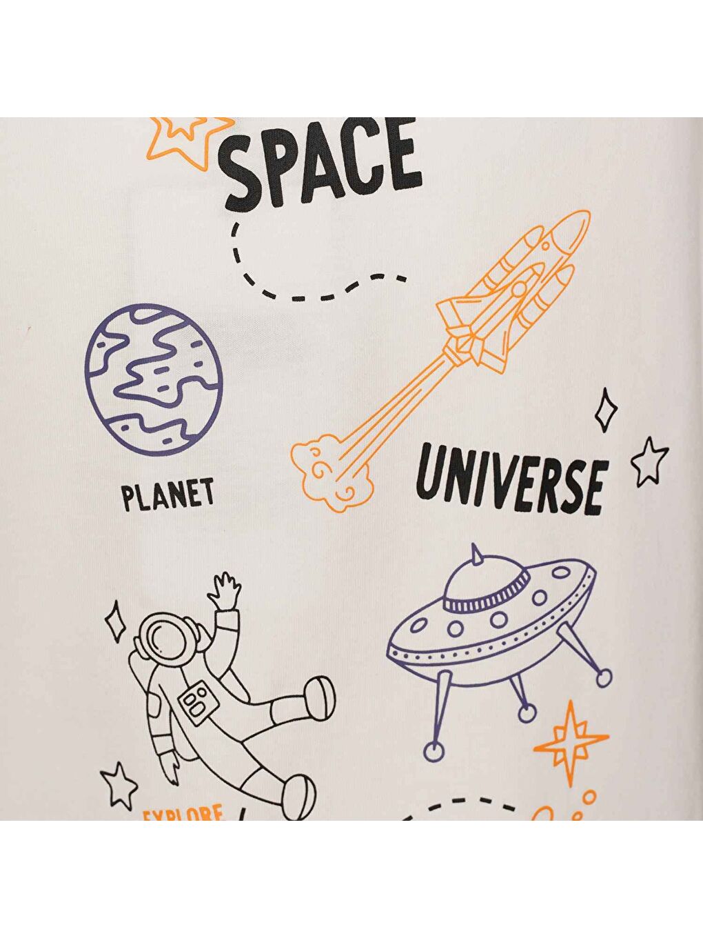 Peter Oversize Erkek Çocuk Beyaz Yuvarlak Yaka Tişört-3