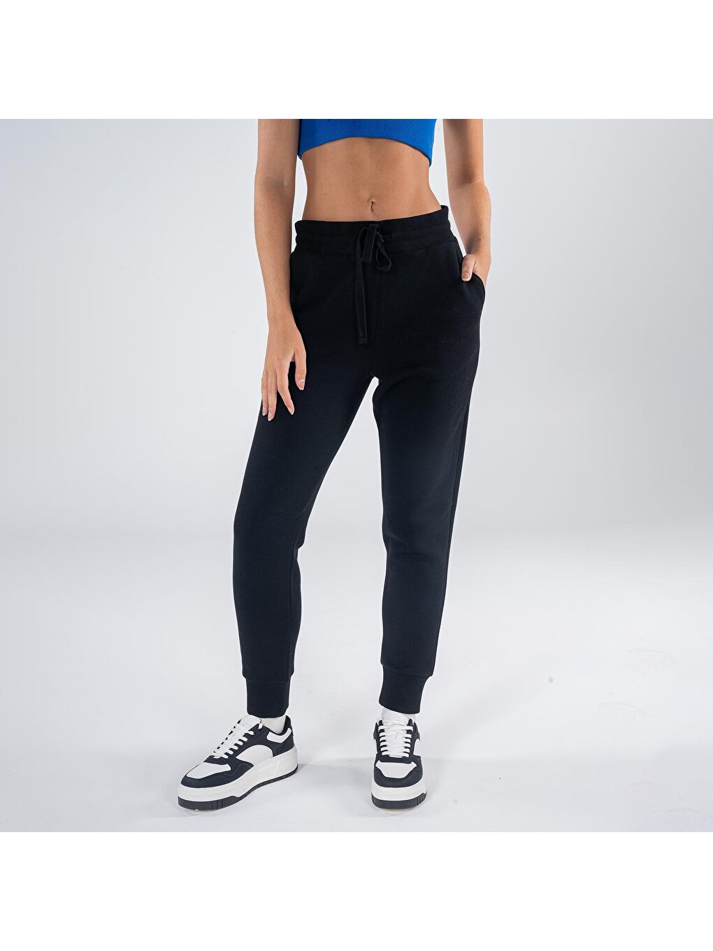 Agar Kadın Siyah Cepli Lastikli Jogger Pantalon Eşofman Altı