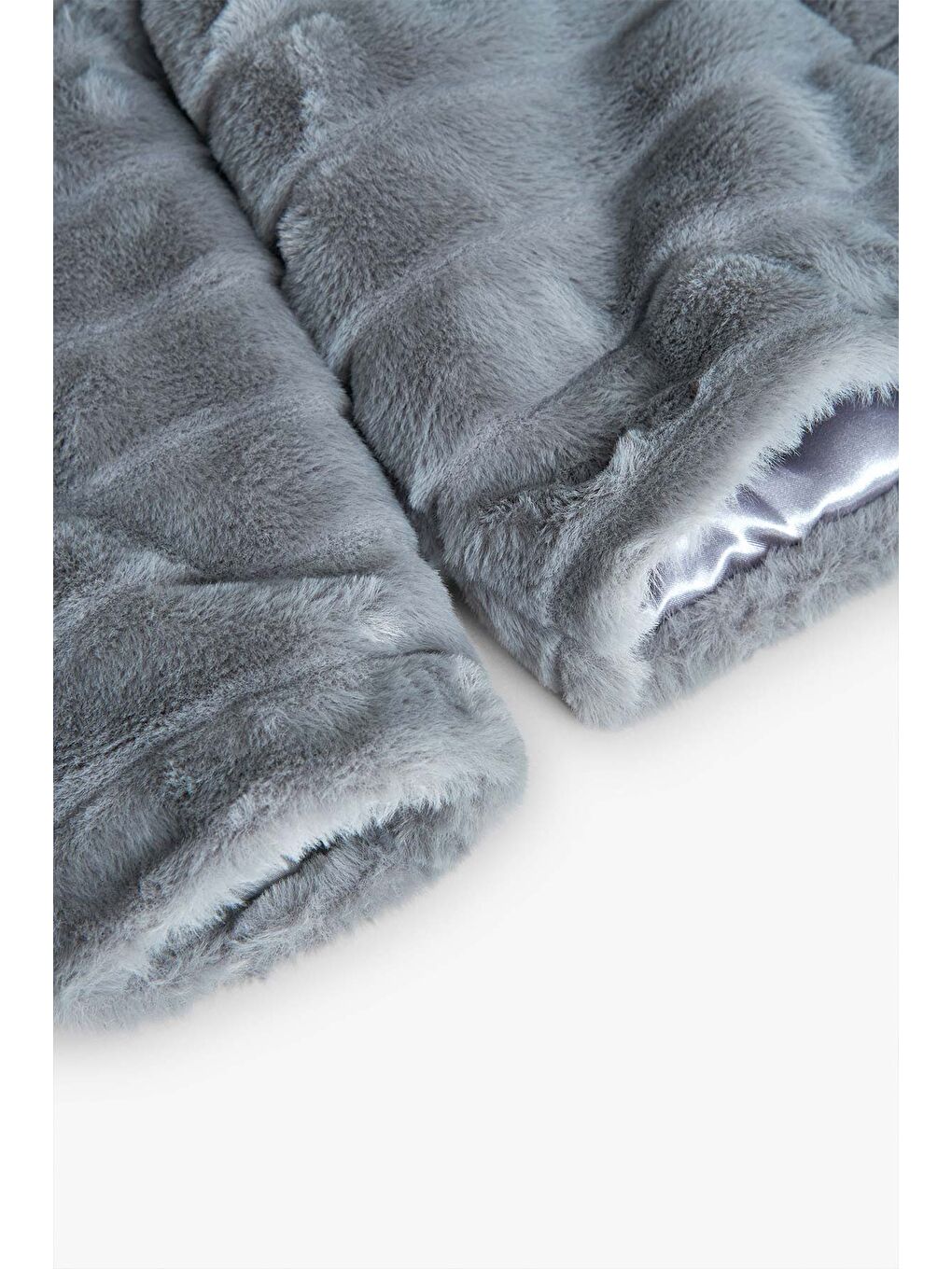 Gri Kız Çocuk Çizgili Welsoft Ceket-4