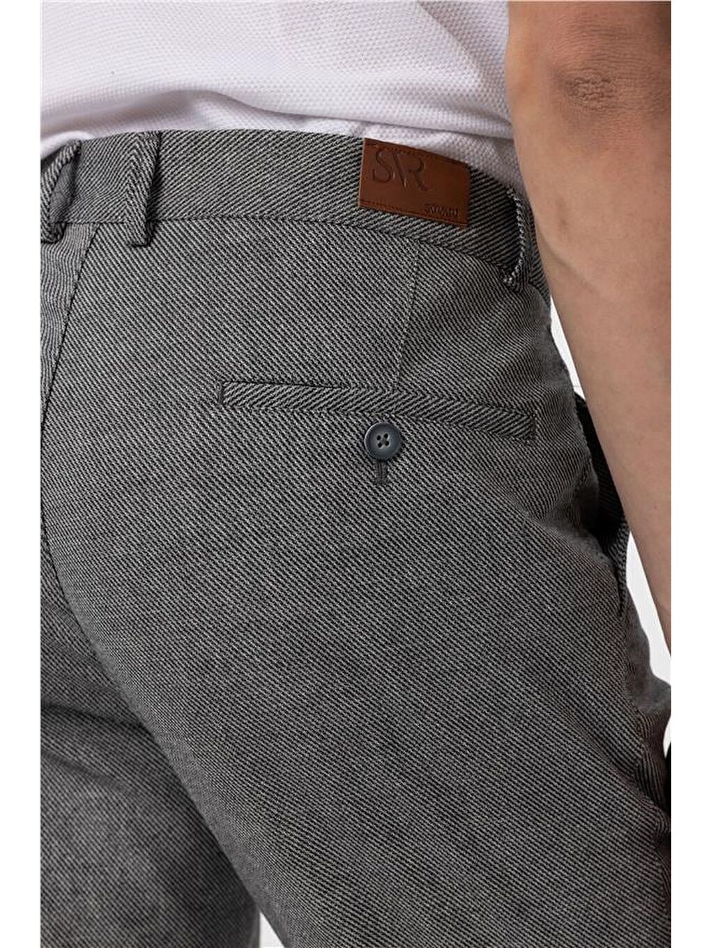 Siyah Regular Armürlü Pantolon-4