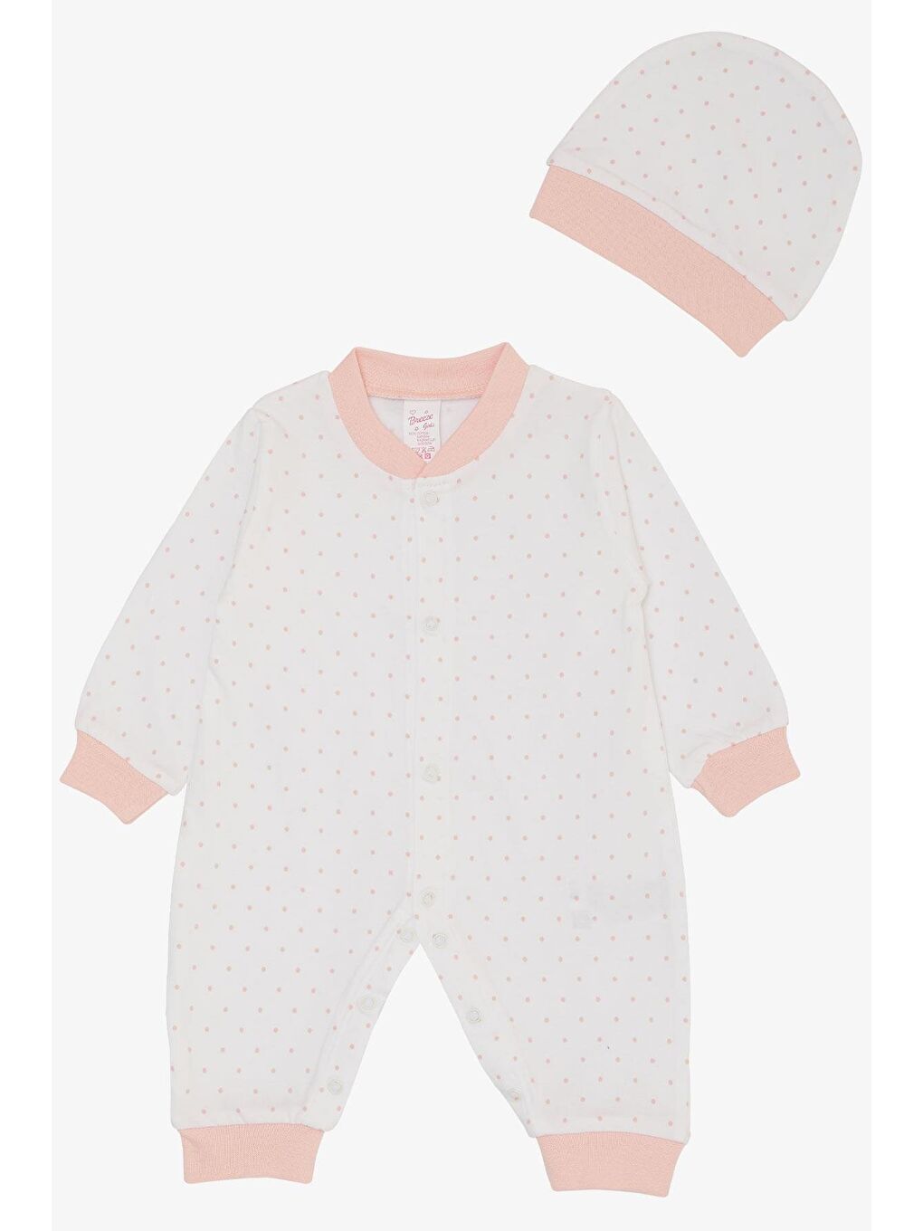 Kız Bebek Tulum Minik Puantiye Desenli Beyaz (0-6 Ay)