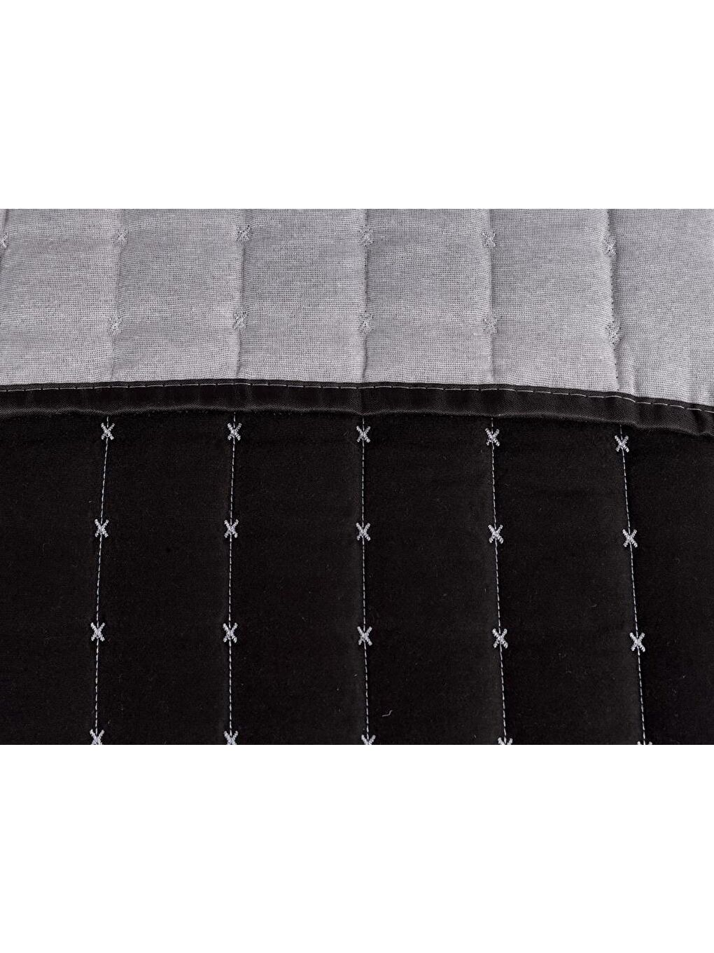 Dublin Çift Kişilik Kapitoneli Yatak Örtüsü Siyah-3