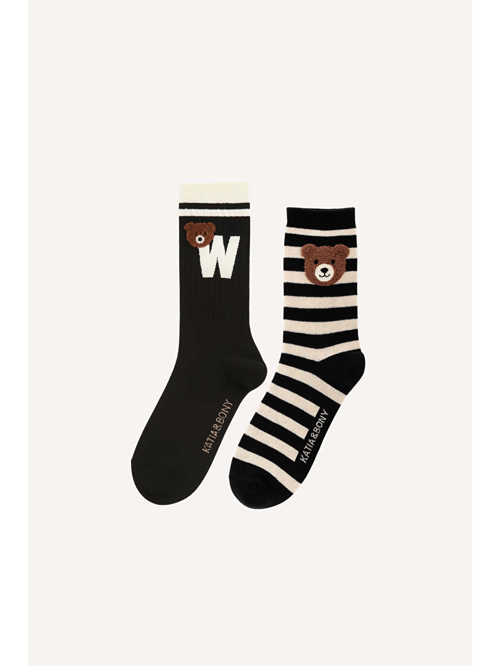 Çocuk Teddy Desenli 2'Li Soket Çorap Siyah