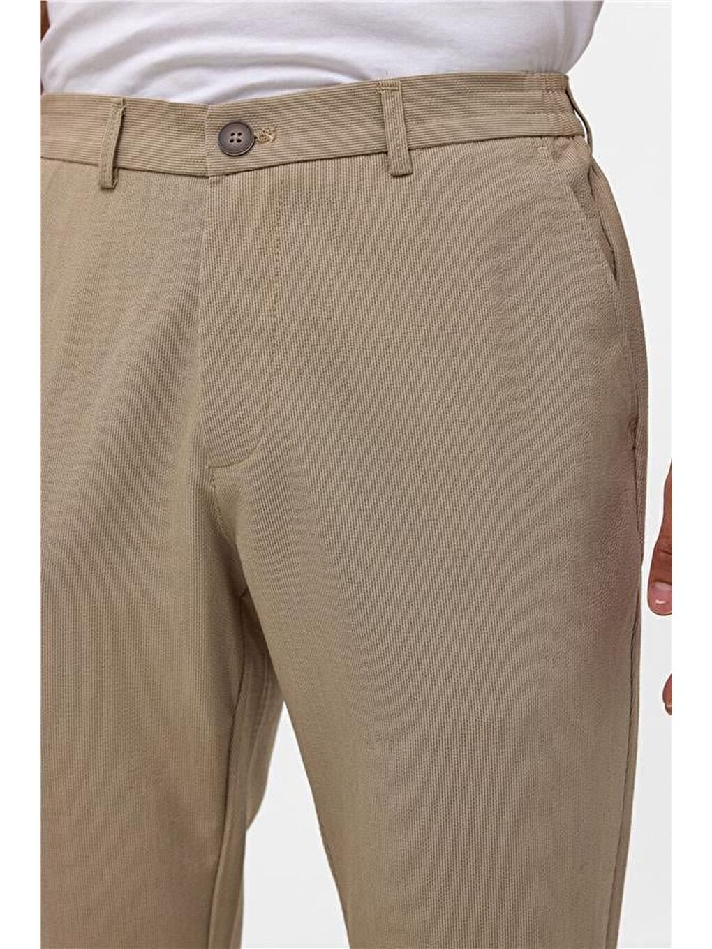 Bej Slim Düz Jogger Pantolon-3