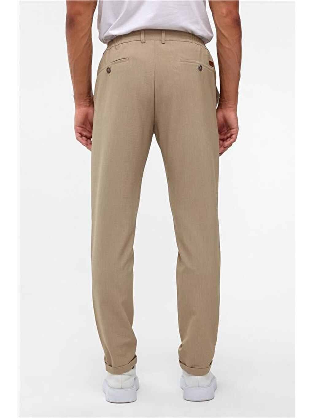 Bej Slim Düz Jogger Pantolon-4