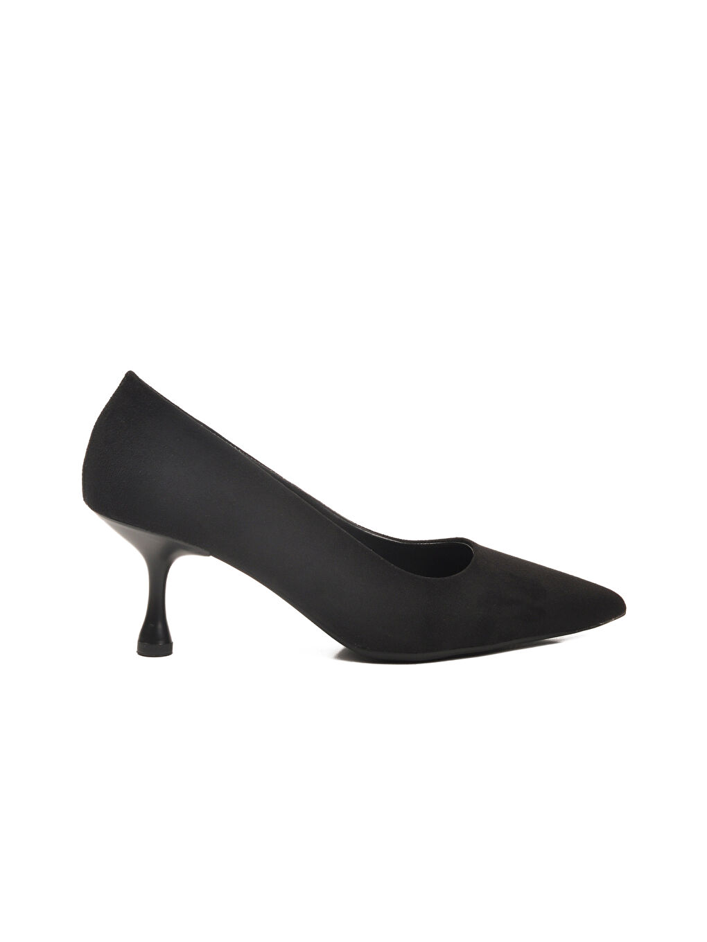 Siyah Süet Kadın İnce Kısa Topuklu Abiye Ayakkabı 695033 Z-1