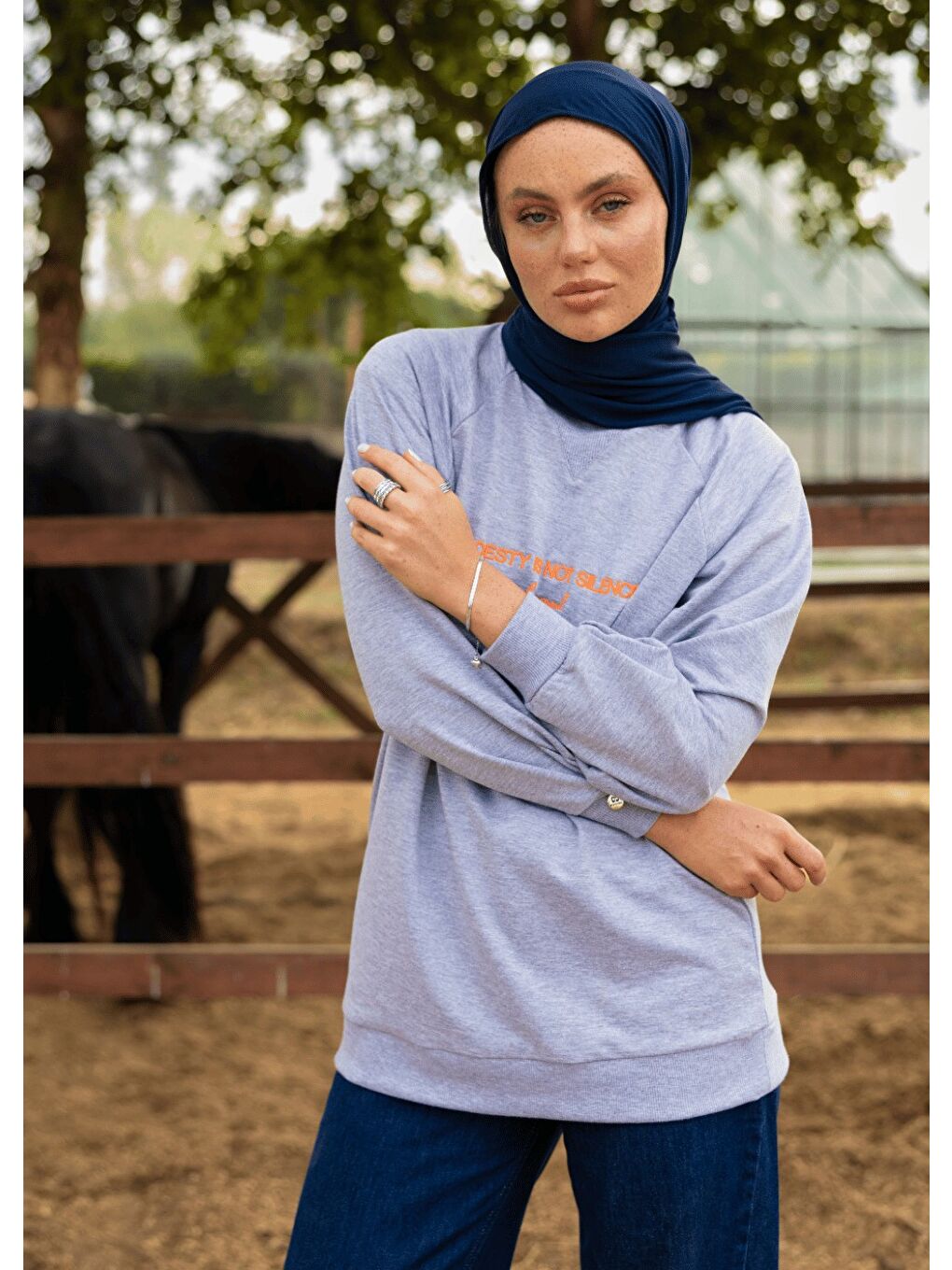 Gri Tesettür Eşofman Üstü -Silence-1