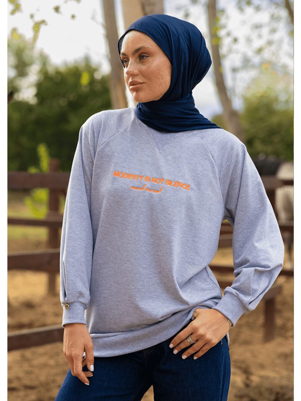 Gri Tesettür Eşofman Üstü -Silence-4