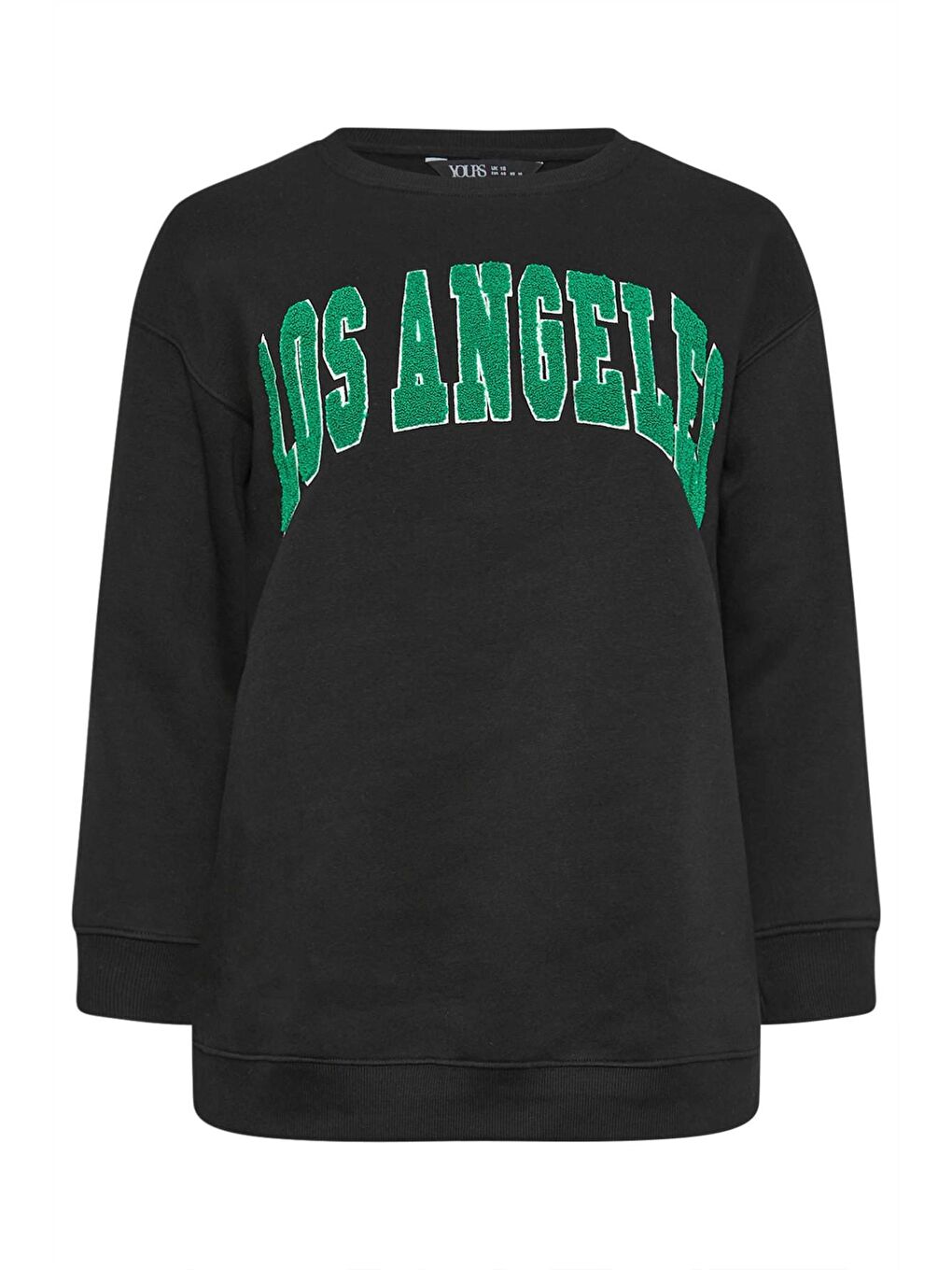 Siyah Büyük Beden Bisiklet Yaka Uzun Kollu Baskılı Sweatshirt 302685-2