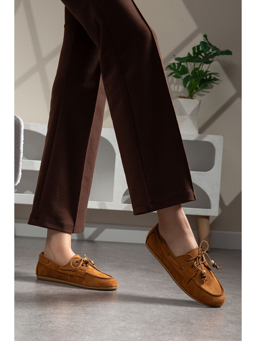 Kahverengi BA01 Günlük Ortopedik Kadın Babet Ayakkabı-2