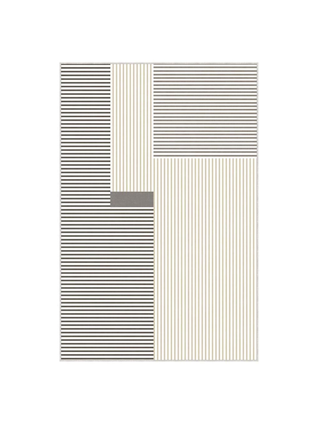 Bej Dekoratif Özel Tasarım Yıkanabilir, Modern Halı  120x180-3