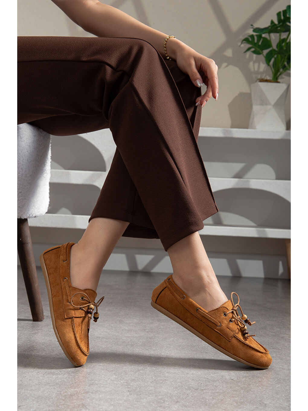 Kahverengi BA01 Günlük Ortopedik Kadın Babet Ayakkabı-3