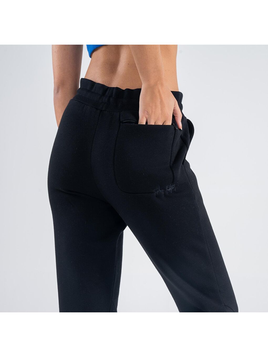 Agar Kadın Siyah Cepli Lastikli Jogger Pantalon Eşofman Altı-4