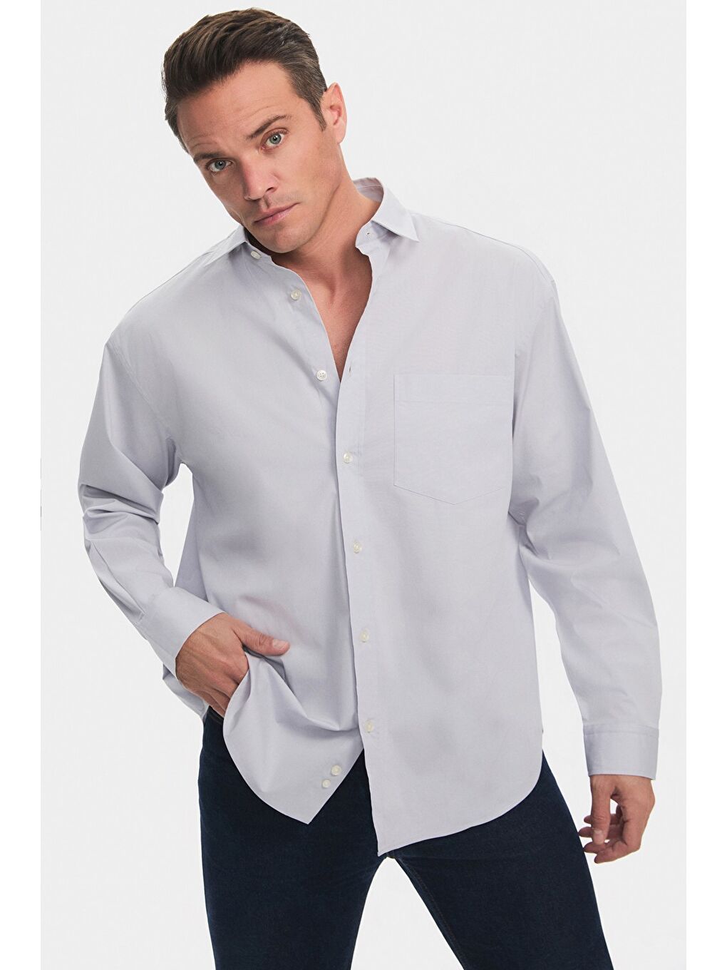 Gri Exclusive Erkek Oversize Gömlek