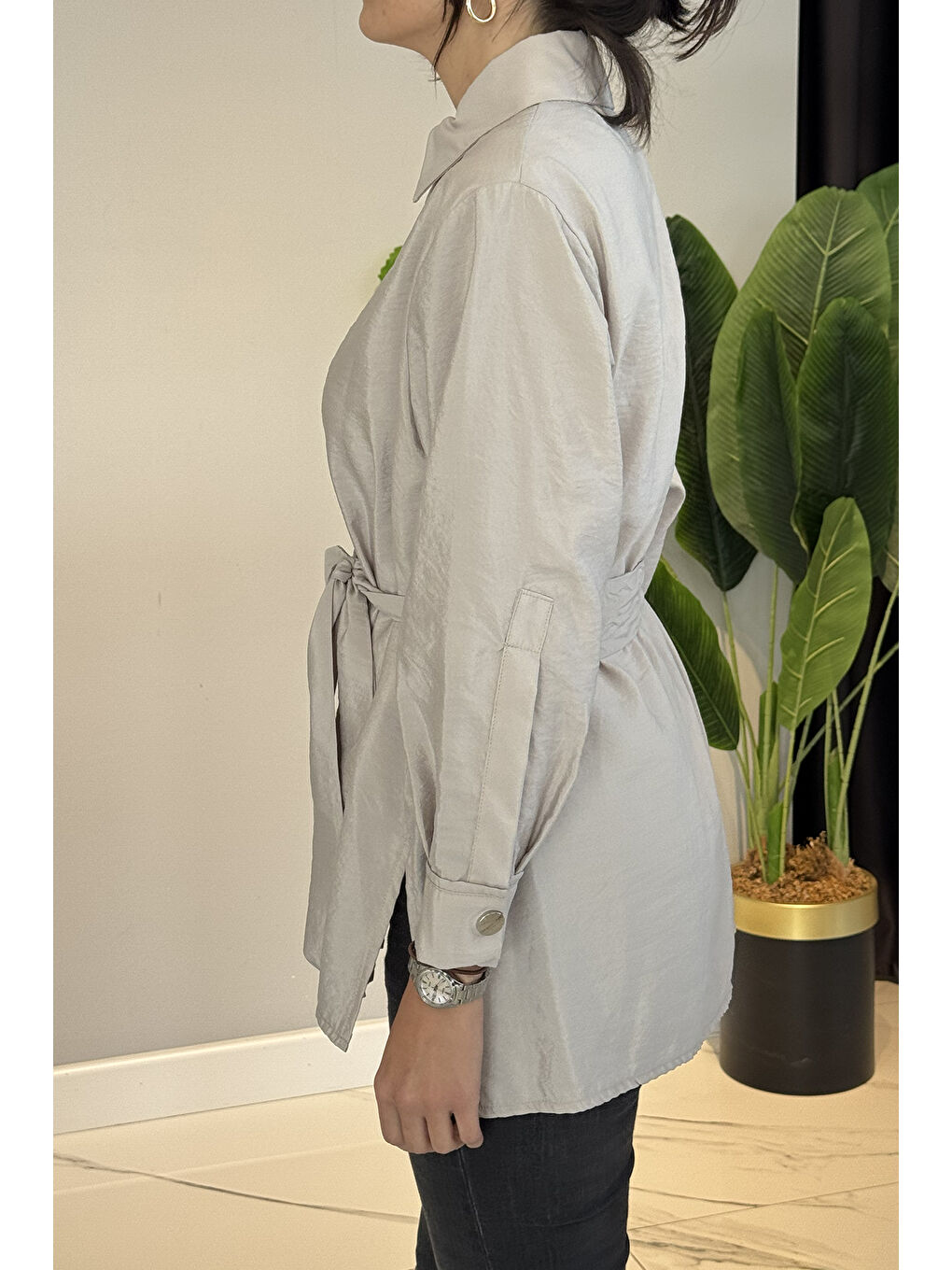 Bej Zımbalı Gömlek Tunik 5889 Taş-2