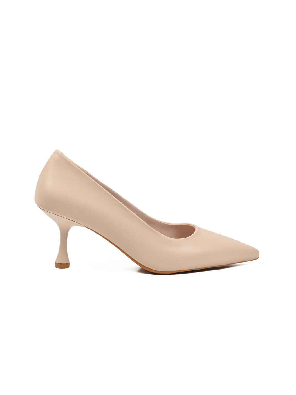 Bej Süet Kadın İnce Kısa Topuklu Abiye Ayakkabı 695033 Z-1