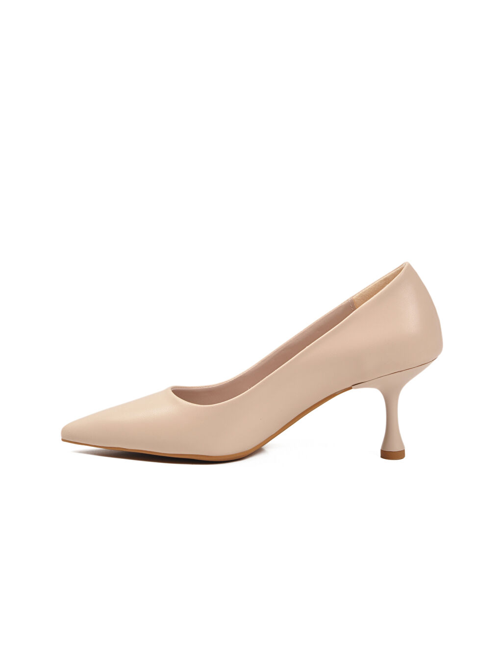 Bej Süet Kadın İnce Kısa Topuklu Abiye Ayakkabı 695033 Z-3