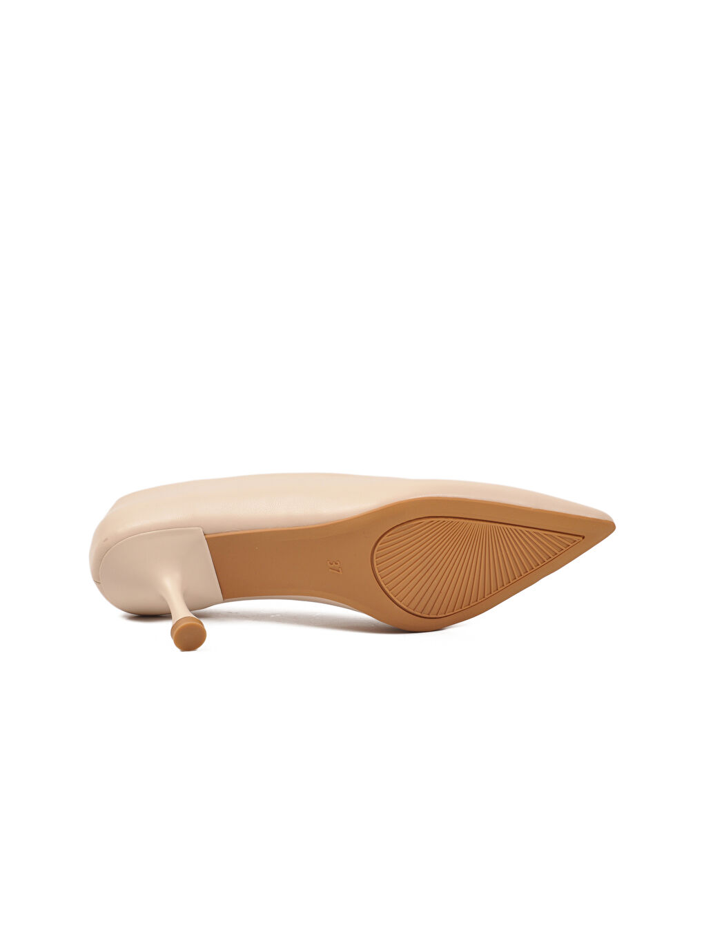 Bej Süet Kadın İnce Kısa Topuklu Abiye Ayakkabı 695033 Z-4