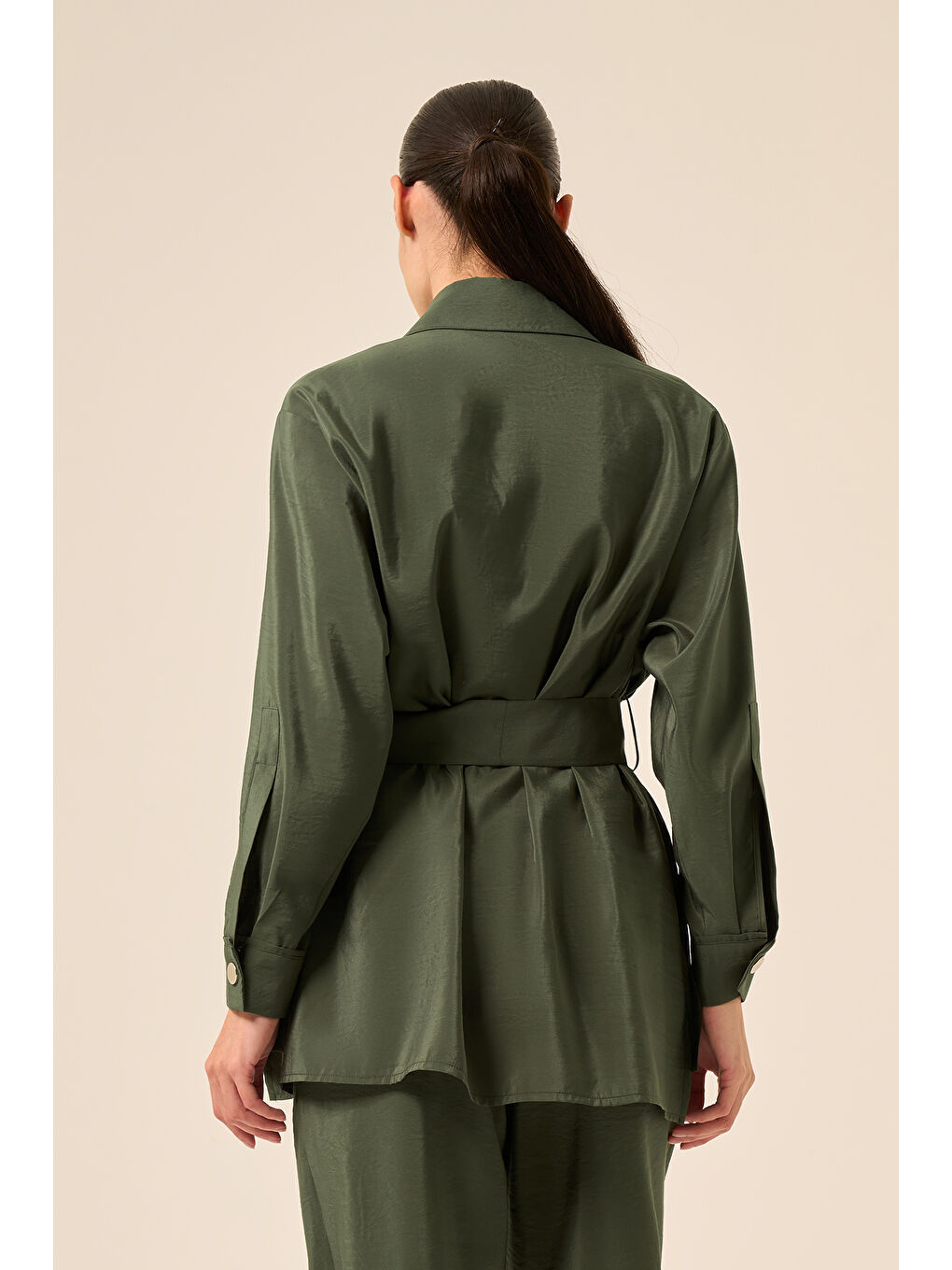 Zımbalı Gömlek Tunik 5889 Yeşil-2