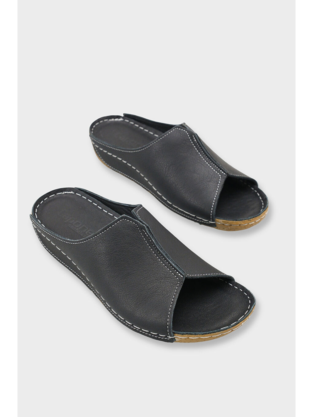 Siyah Marielle Hakiki Deri Soft Konfor Kadın Terlik-1