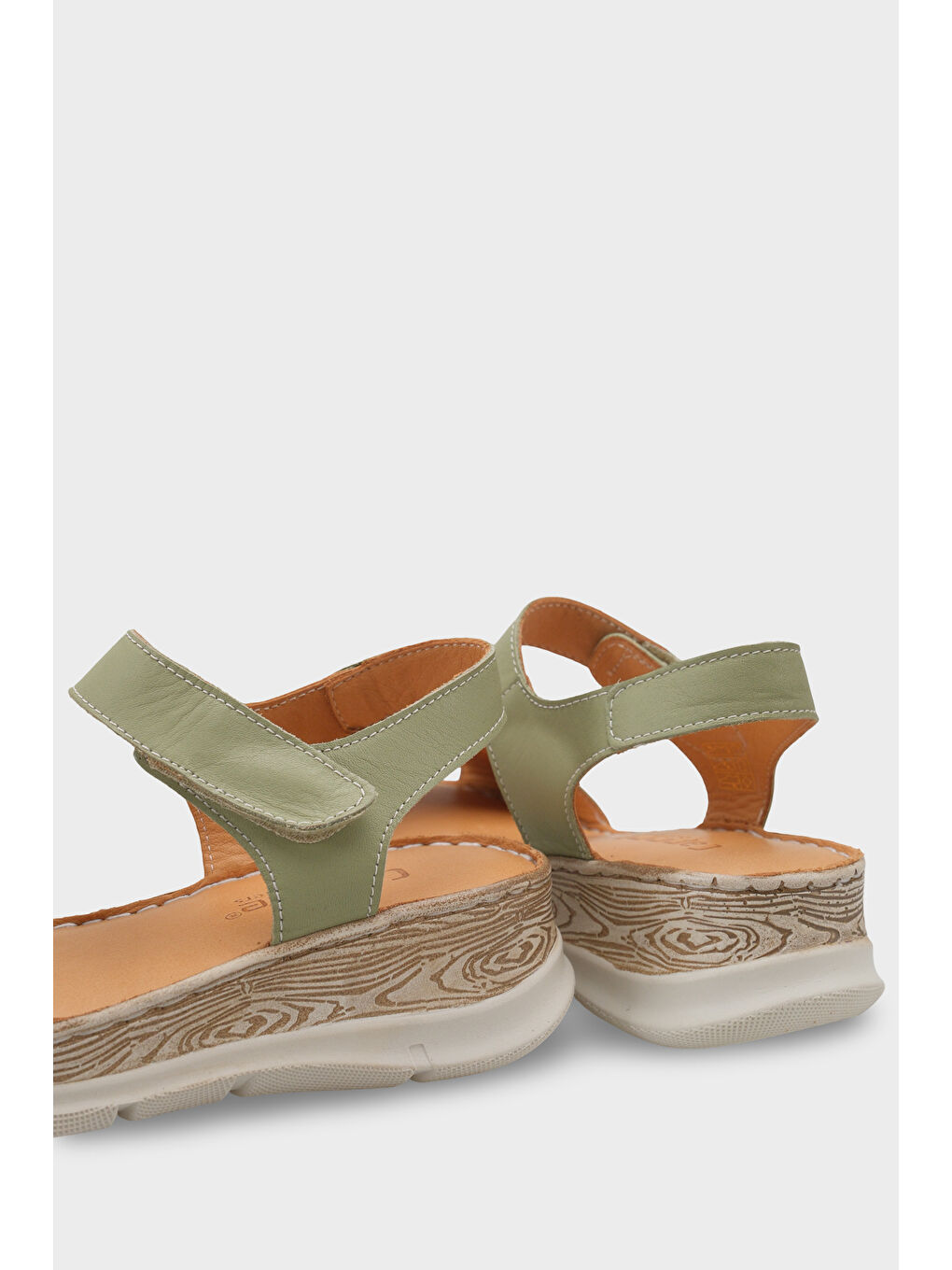 Yeşil Corrinne Hakiki Deri Soft Konfor Kadın Sandalet-3