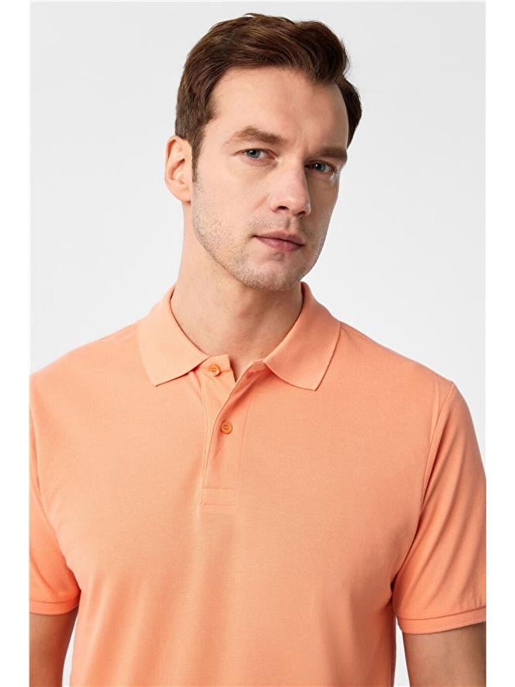 Kahverengi Sütlü Kahve Slim Armürlü Polo Yaka Tişört-1