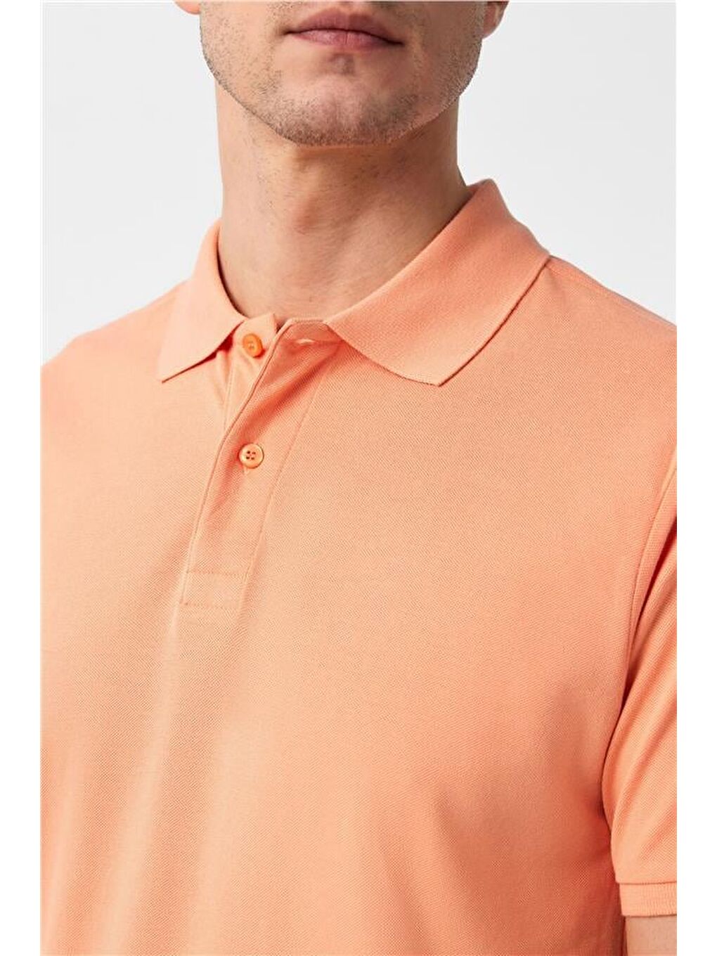 Kahverengi Sütlü Kahve Slim Armürlü Polo Yaka Tişört-2