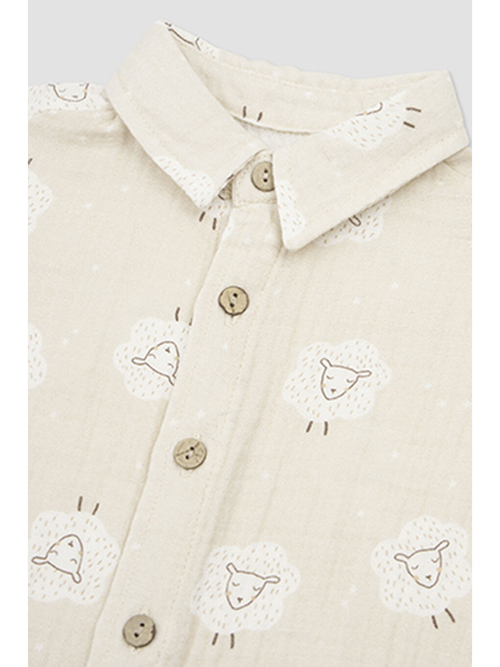Yenidoğan Bej Müslin Gömlek-2