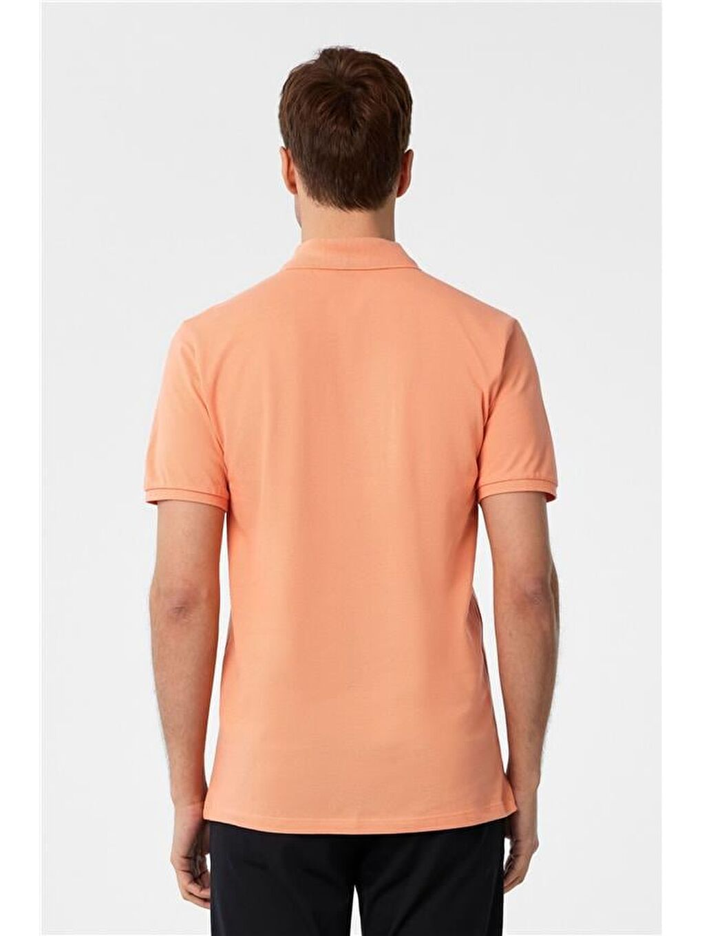 Kahverengi Sütlü Kahve Slim Armürlü Polo Yaka Tişört-4