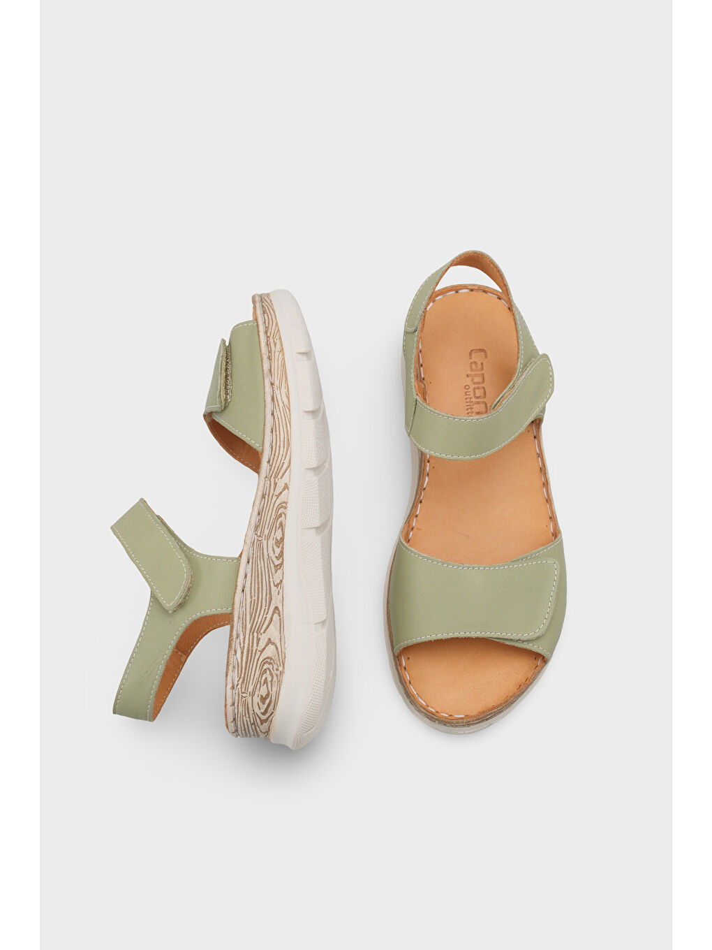 Yeşil Corrinne Hakiki Deri Soft Konfor Kadın Sandalet-4