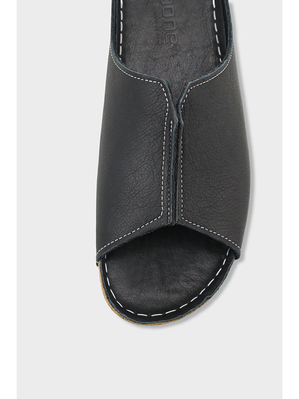 Siyah Marielle Hakiki Deri Soft Konfor Kadın Terlik-2