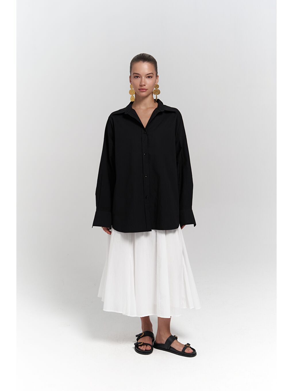 Mai Collection Phoebe Oversize Siyah Gömlek