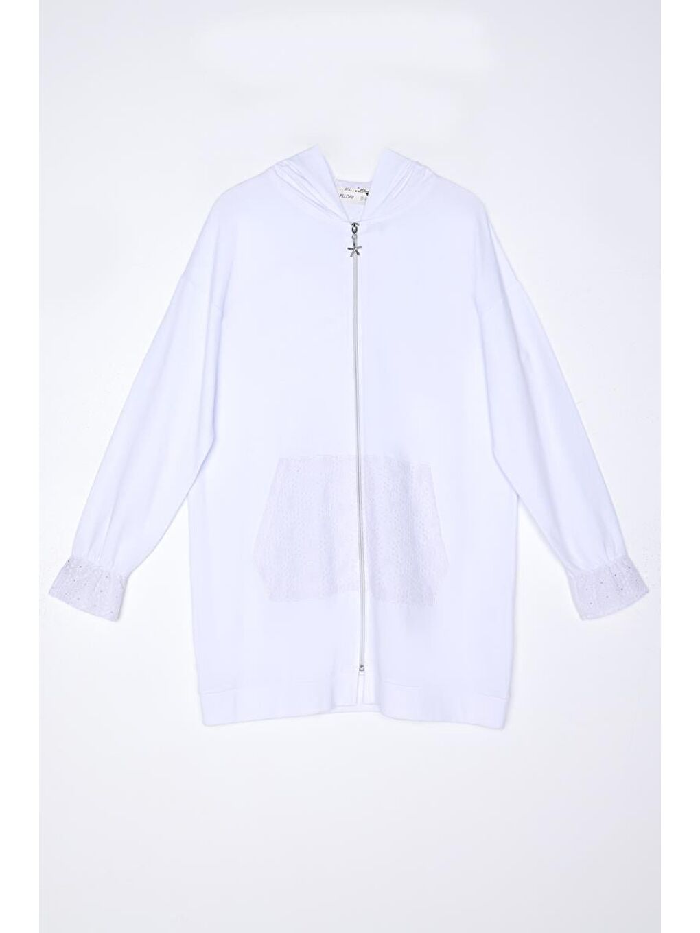 Beyaz-Fisto Detaylı Sweat Hırka-7