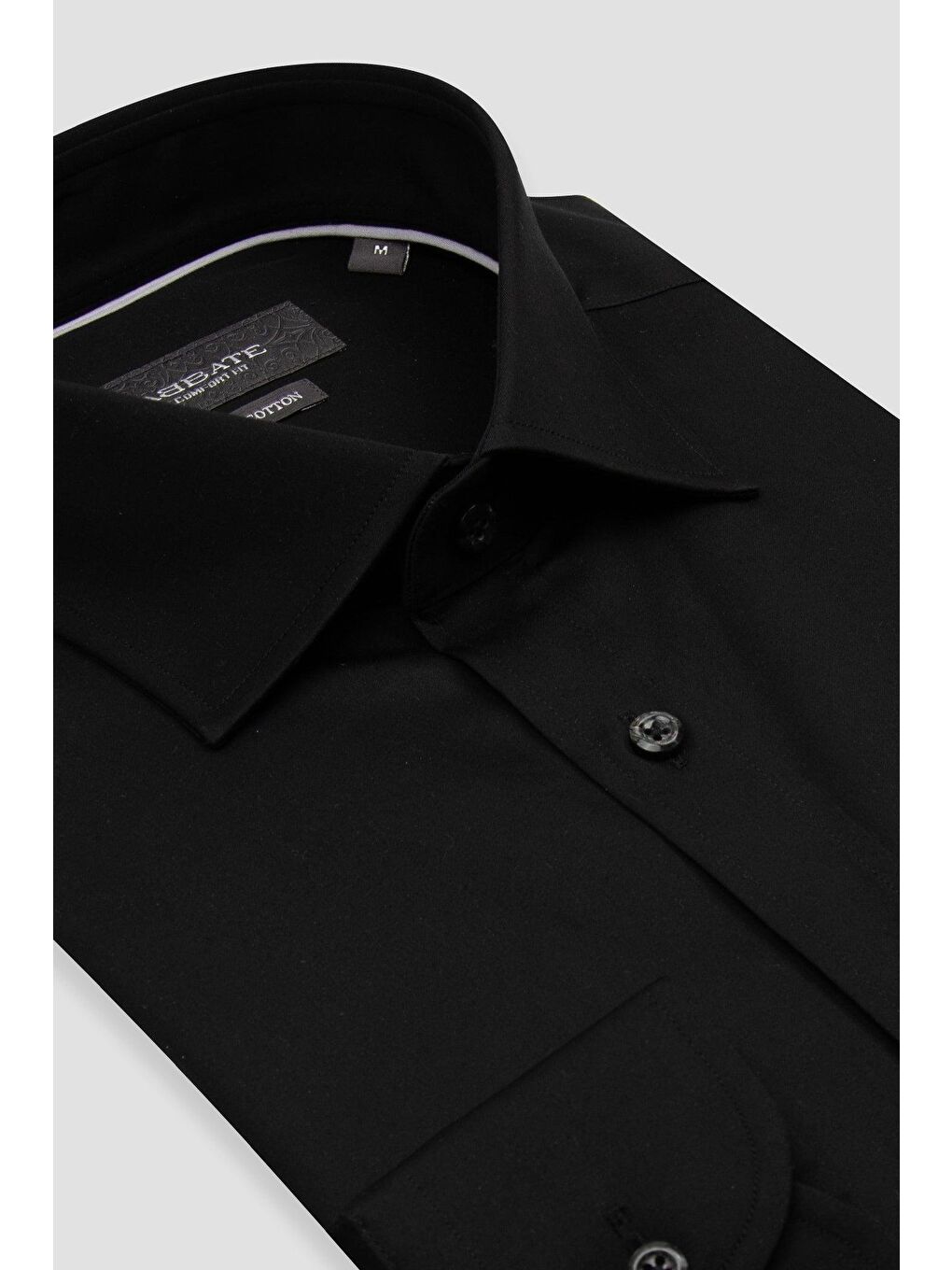 Leonardo Saten Pamuklu Comfort Fit Siyah Klasik Yaka Erkek Düz Gömlek-1