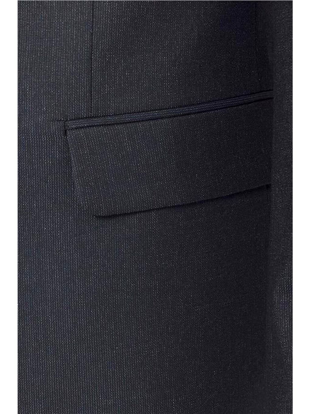 Lacivert Slim Desenli Sivri Yaka 6 Drop Takım Elbise-3