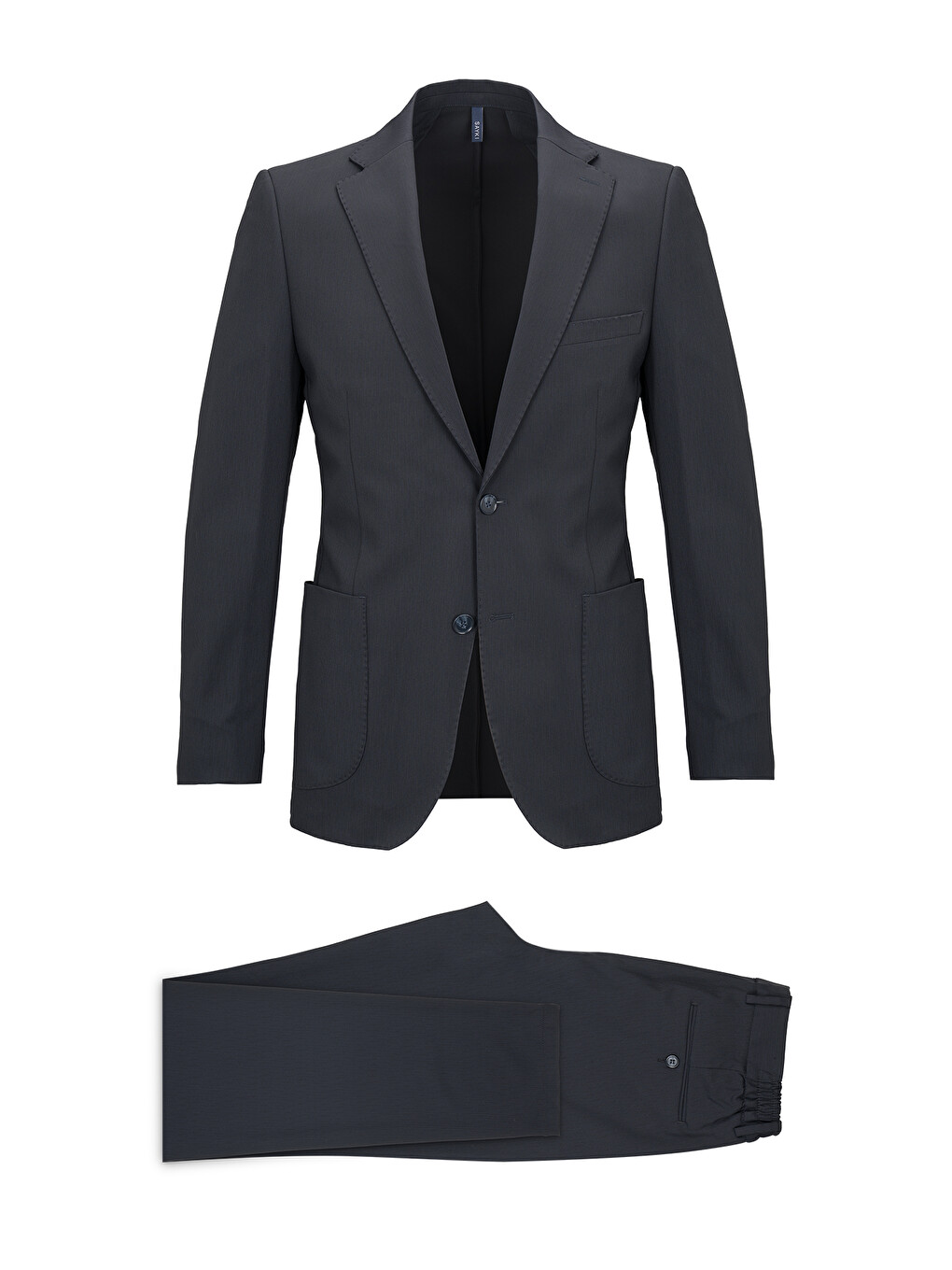 Lacivert Slim Fit Çizgili Mono Yaka Takım Elbise