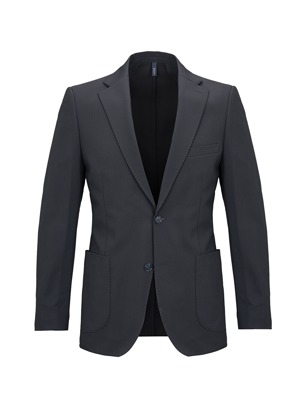 Lacivert Slim Fit Çizgili Mono Yaka Takım Elbise-1
