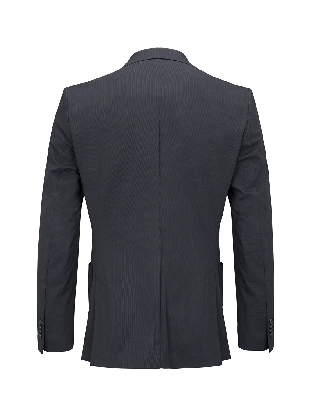 Lacivert Slim Fit Çizgili Mono Yaka Takım Elbise-2