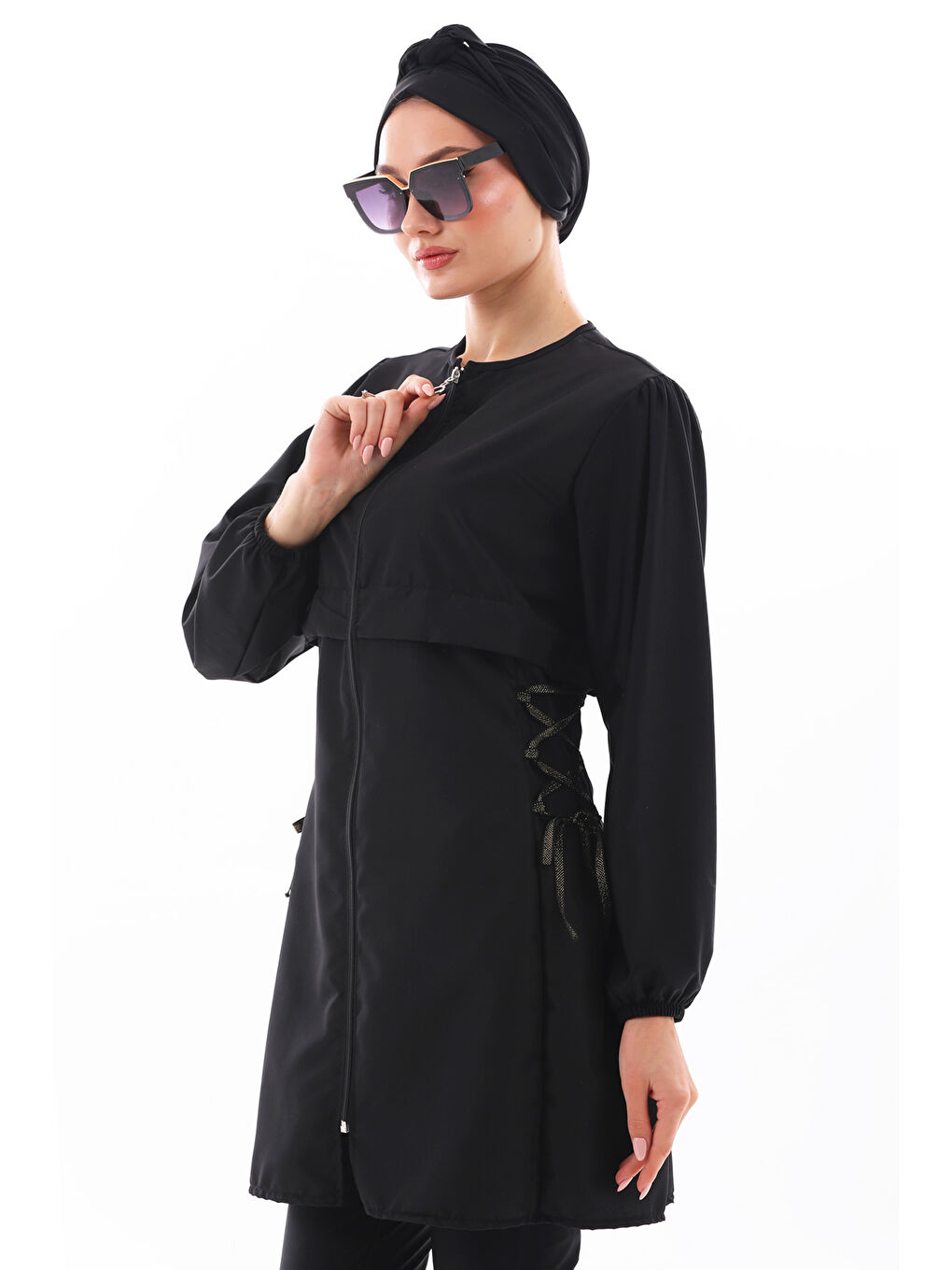 Tam Kapalı Tesettür Mayo Kara 2453 Siyah-2