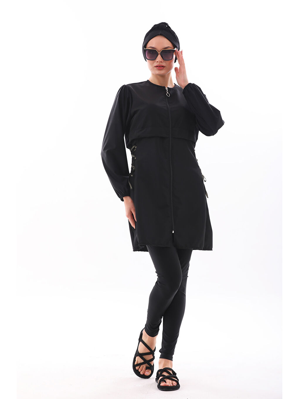 Tam Kapalı Tesettür Mayo Kara 2453 Siyah-3