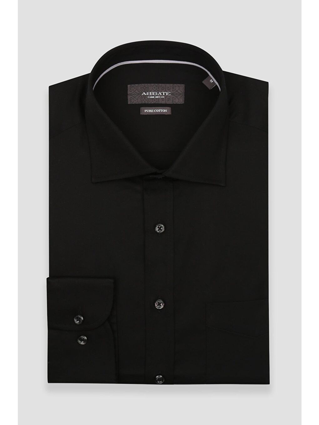 Leonardo Saten Pamuklu Comfort Fit Siyah Klasik Yaka Erkek Düz Gömlek-4