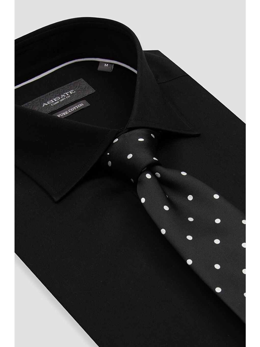 Leonardo Saten Pamuklu Comfort Fit Siyah Klasik Yaka Erkek Düz Gömlek-5