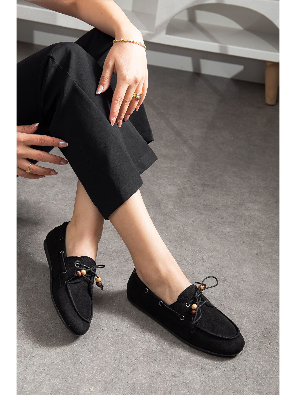 Siyah BA01 Günlük Ortopedik Kadın Babet Ayakkabı-1