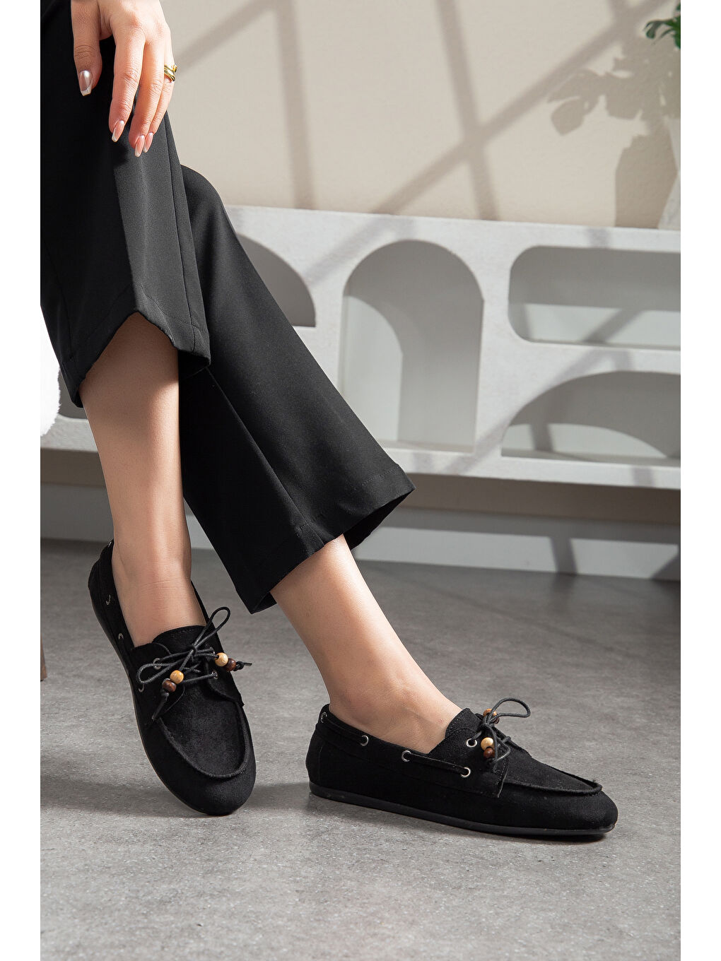 Siyah BA01 Günlük Ortopedik Kadın Babet Ayakkabı-2