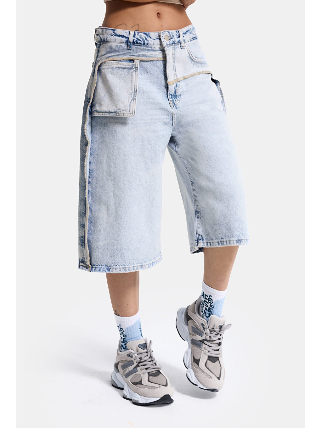 Mavi Kadın Ice 4s6-3 Maxi Baggy Bermuda Tasarım Denim Jort-2