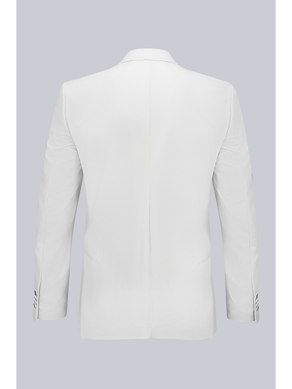 Bej Slim Fit Çizgili Mono Yaka Takım Elbise-2